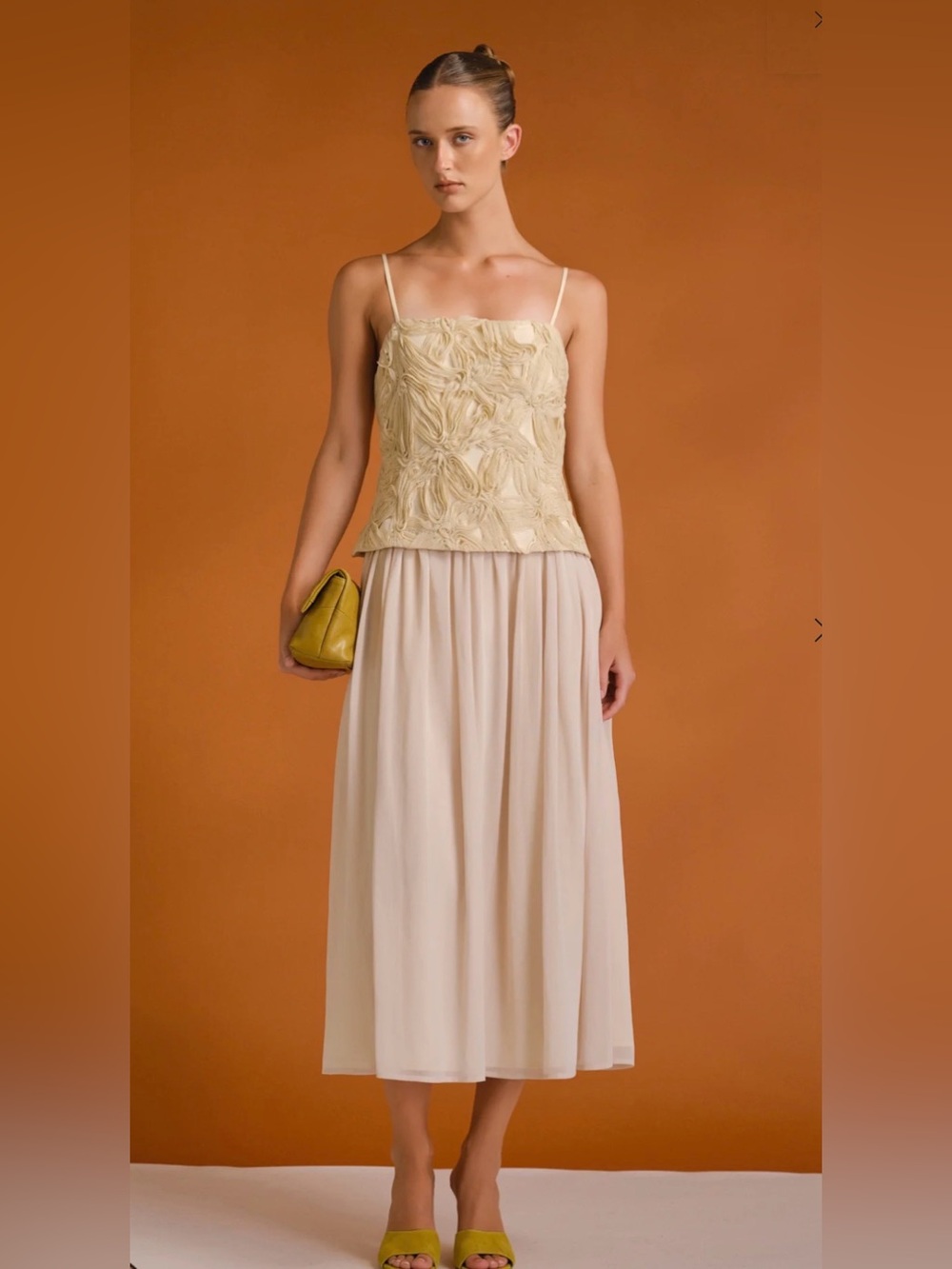 Endless Rose Mixed Media Sheer Midi Dress